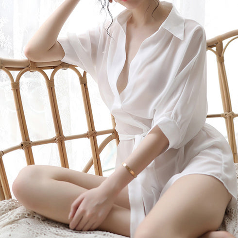 セクシーランジェリー シアーシャツ 下着 シースルーシャツ Tバック コスプレセクシー セットアップ vネック レディース エロ下着 パジャマ 89MEIER-005